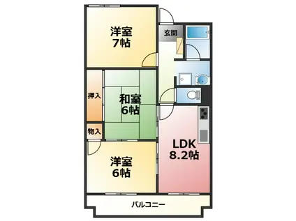 カーサ学文(3LDK/2階)の間取り写真