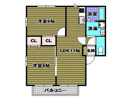 ソレイユ(2LDK/2階)の間取り写真