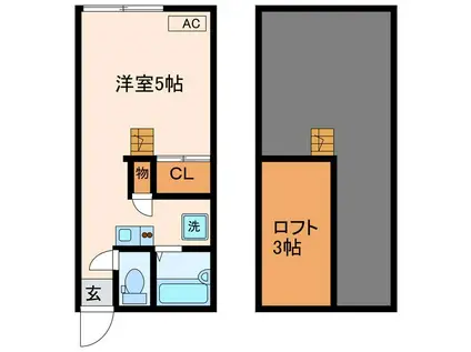 ボヌール(ワンルーム/2階)の間取り写真