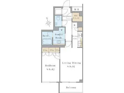 BRILLIA IST西麻布霞町(1LDK/3階)の間取り写真