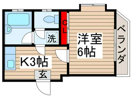 クローバーハイツ3(1K/2階)の間取り写真