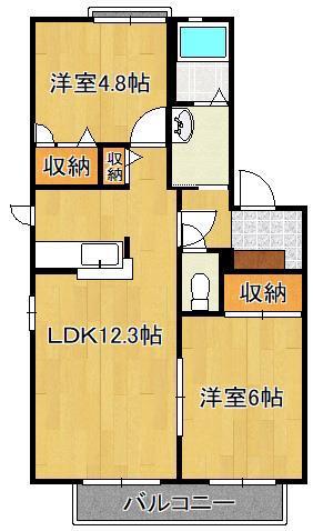 リジェール尾倉パートII  B棟(2LDK/2階)の間取り写真