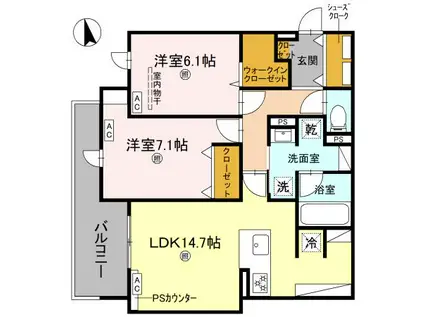 スペチアーレ杭全(2LDK/3階)の間取り写真