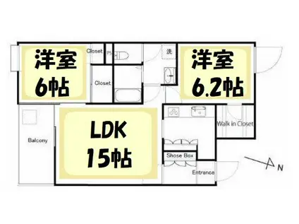 カーサ・トリアーデ(2LDK/4階)の間取り写真
