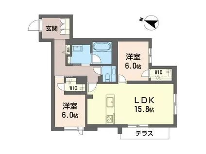 シャーメゾンステージ横濱白楽(2LDK/1階)の間取り写真