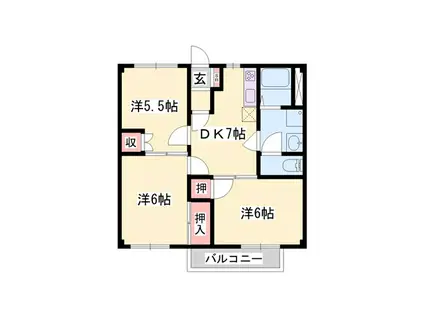 メゾン・ハイ(3DK/2階)の間取り写真