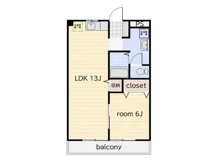 すとりーむ問屋町A(1LDK/1階)の間取り写真