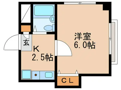 ルフィー大山(1K/1階)の間取り写真