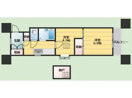 グレープハイツ(2SK/1階)の間取り写真