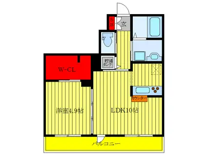 クアトロフェリーチェ (1LDK/2階)の間取り写真