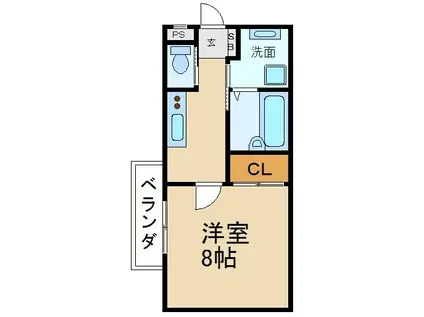 カーサ松丘(1K/2階)の間取り写真