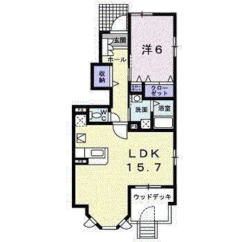 ウィンクルA(1LDK/1階)の間取り写真