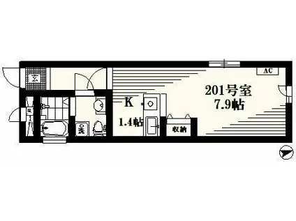 ミレニアス西荻(1K/2階)の間取り写真