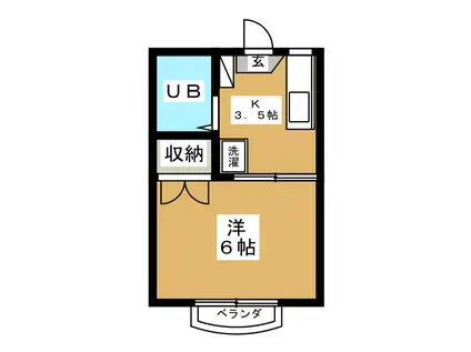 ハイツTM(1K/2階)の間取り写真