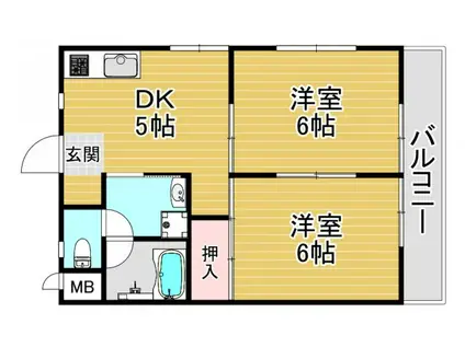アペックス15(2DK/3階)の間取り写真