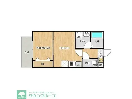 ジーメゾン八王子千人町(1DK/1階)の間取り写真