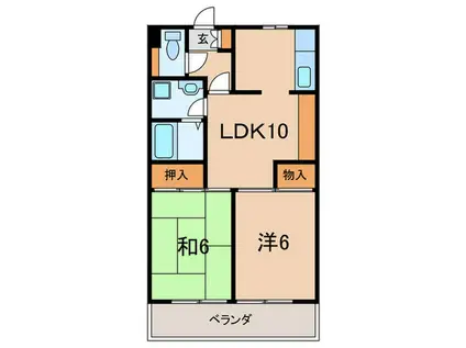 エム・K・ハイム(2LDK/2階)の間取り写真