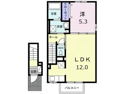 ルーベル北方IV(1LDK/2階)の間取り写真
