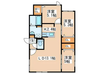 ALPHA山鼻(3LDK/1階)の間取り写真