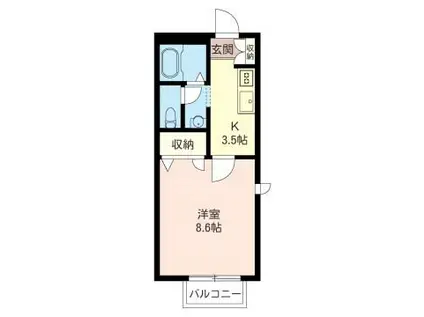 グランドソレイユ(1K/1階)の間取り写真