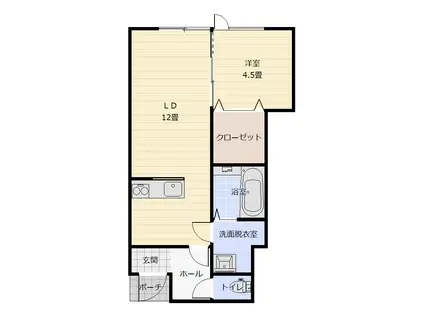 西大野4丁目 アパート(1LDK/1階)の間取り写真