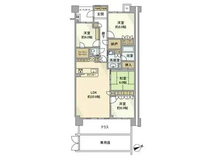 レーベン横浜汐見ソラノテ(4LDK/2階)の間取り写真