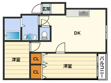 オーナーズマンション天六(2DK/4階)の間取り写真