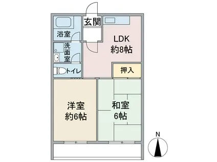 スカイル白川(2LDK/3階)の間取り写真