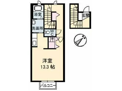 シャーメゾン 乃木駅(ワンルーム/2階)の間取り写真