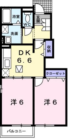 パストラーレ(2DK/1階)の間取り写真