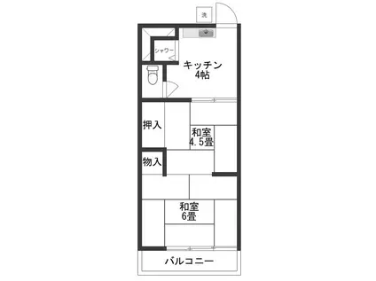 高木荘(2K/2階)の間取り写真