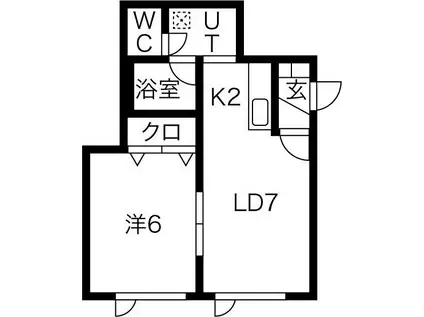 ハピネス平岸(1LDK/1階)の間取り写真