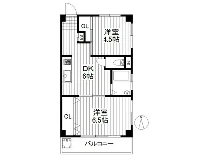 山川ビル(2DK/5階)の間取り写真