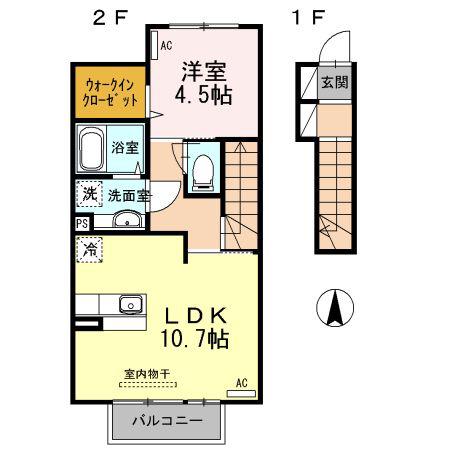 フローレス(1LDK/2階)の間取り写真