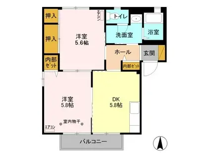 グレースA(2DK/2階)の間取り写真