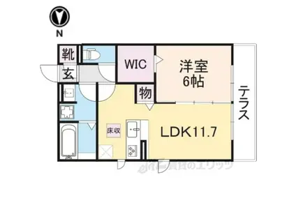 楓 A棟(1LDK/1階)の間取り写真