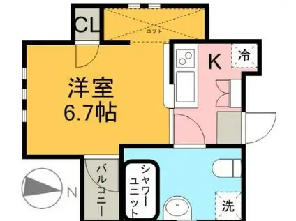 Aレガート吉野町(ワンルーム/2階)の間取り写真