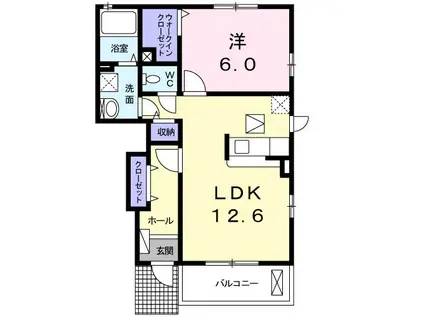 サンシャインハウス 地(1LDK/1階)の間取り写真