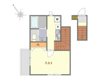 リビオンY松戸(1K/2階)の間取り写真