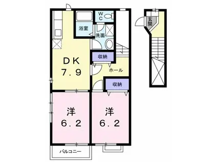 リバージュハイツ II(2DK/2階)の間取り写真
