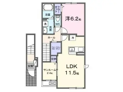 リバーサイドパレス M(1LDK/2階)の間取り写真