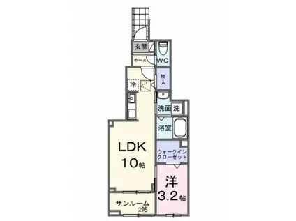 ヴェルデメゾン(1LDK/1階)の間取り写真
