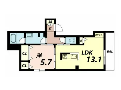 シャーメゾン姫路R(1LDK/1階)の間取り写真