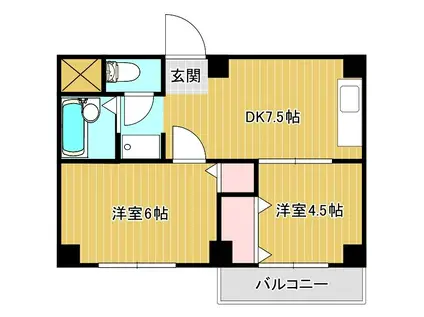 カノープスα(2DK/4階)の間取り写真