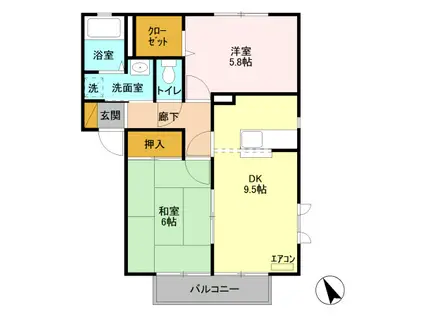 D-ROOMフラワーガーデン川木谷 C201(2DK/2階)の間取り写真