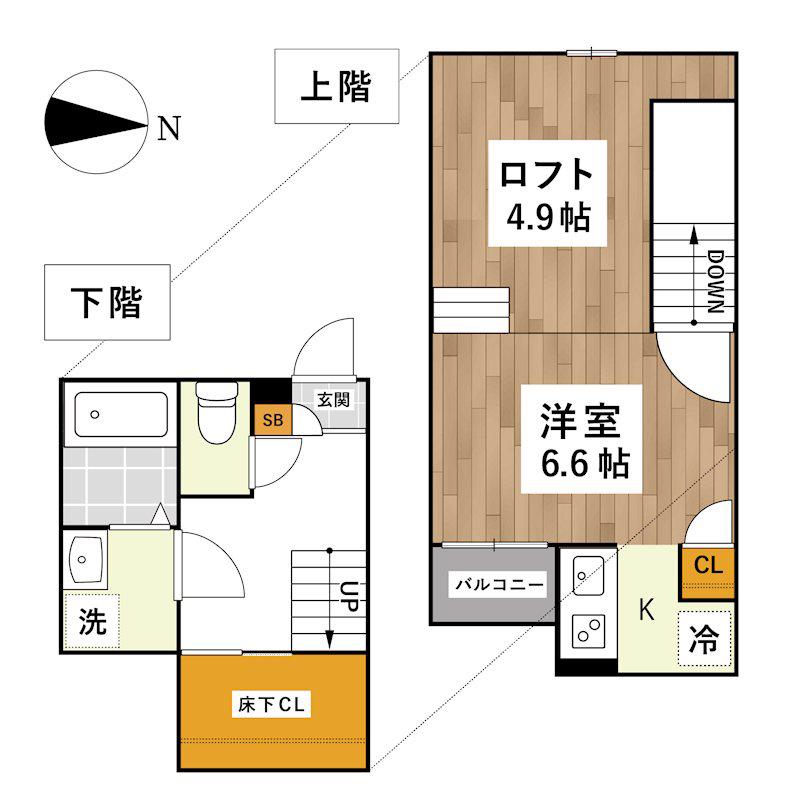 ADC京町MARE(1K/1階)の間取り写真