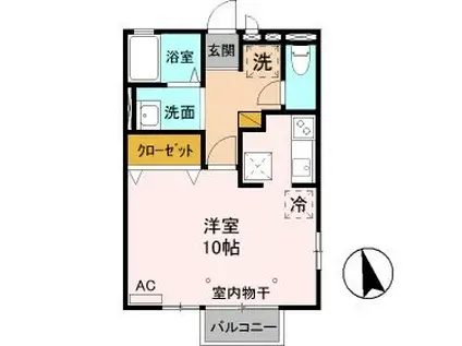 アムールA(ワンルーム/1階)の間取り写真