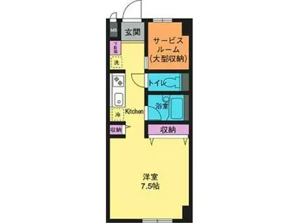 片野ビル(ワンルーム/3階)の間取り写真