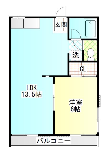 日の出ハイツ(1LDK/2階)の間取り写真