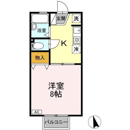 コーポK&S(1K/2階)の間取り写真